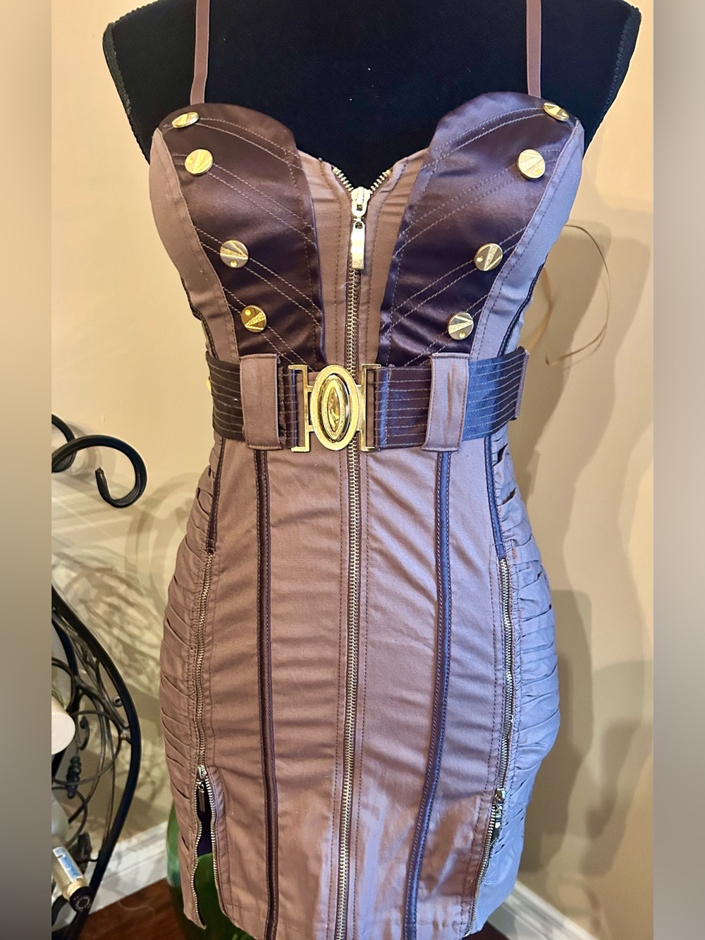 Limitè Y2K Corset Style Dress with Gold Hardware
